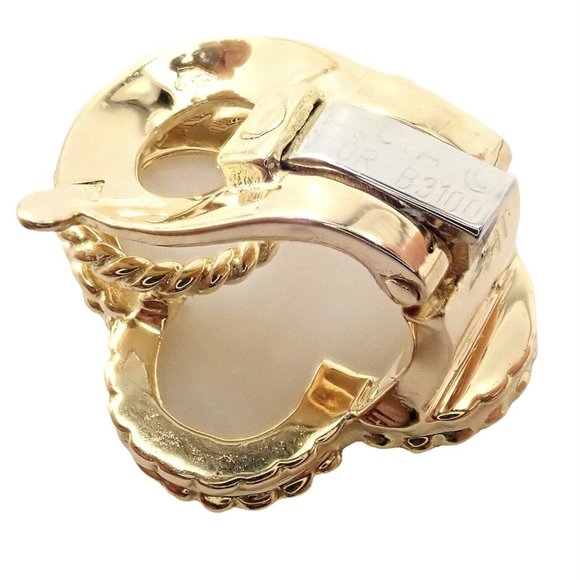 Rare! Van Cleef & Arpels Vintage Alhambra 18k Yellow Gold White Coral Earrings - Picture 6 of 12